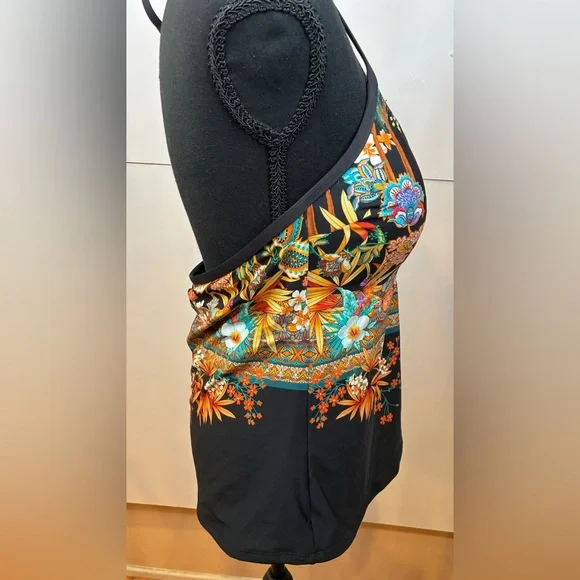 Kenneth Cole Tahiti Floral Halter Padded Tankini Top Size XL NWT - Picture 7 of 14